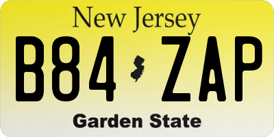 NJ license plate B84ZAP