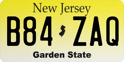 NJ license plate B84ZAQ