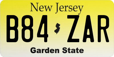 NJ license plate B84ZAR