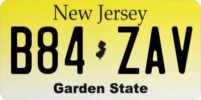 NJ license plate B84ZAV
