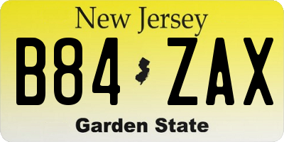 NJ license plate B84ZAX