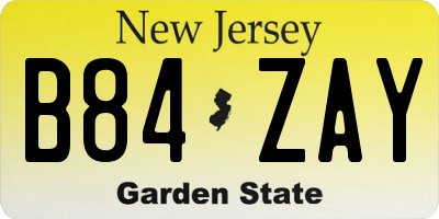 NJ license plate B84ZAY