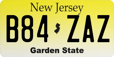 NJ license plate B84ZAZ