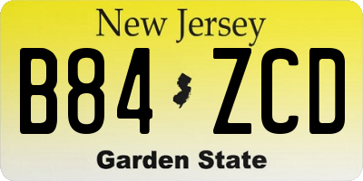 NJ license plate B84ZCD