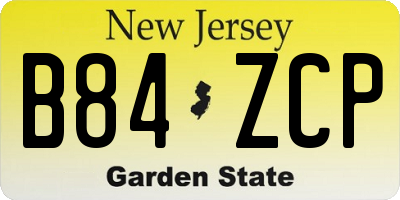 NJ license plate B84ZCP