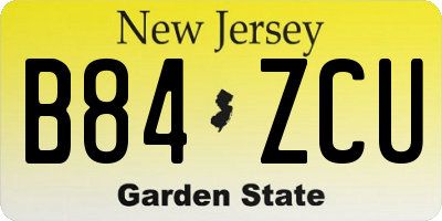 NJ license plate B84ZCU