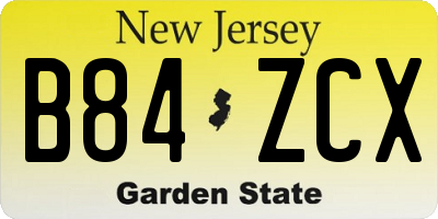NJ license plate B84ZCX