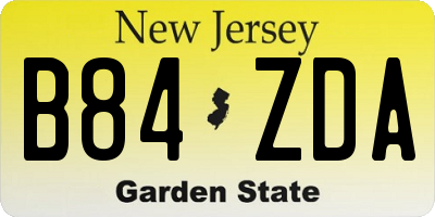 NJ license plate B84ZDA