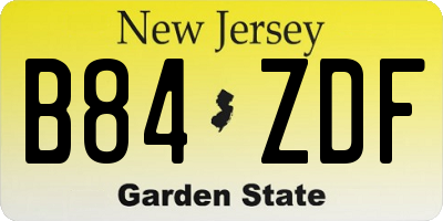 NJ license plate B84ZDF