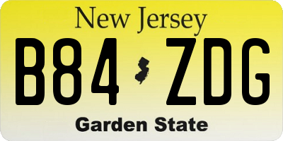 NJ license plate B84ZDG