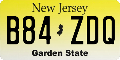 NJ license plate B84ZDQ
