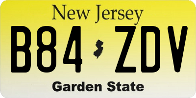 NJ license plate B84ZDV