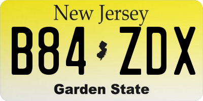 NJ license plate B84ZDX