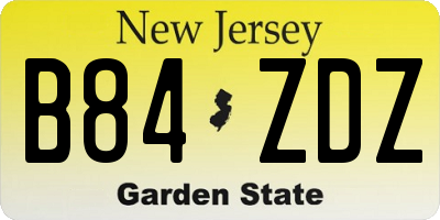 NJ license plate B84ZDZ
