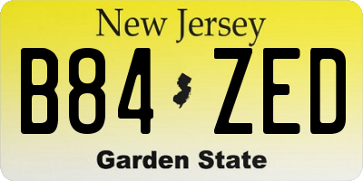 NJ license plate B84ZED