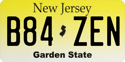 NJ license plate B84ZEN