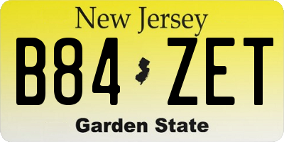 NJ license plate B84ZET