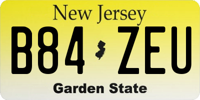 NJ license plate B84ZEU