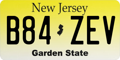 NJ license plate B84ZEV