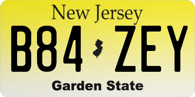 NJ license plate B84ZEY