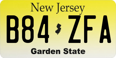 NJ license plate B84ZFA