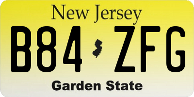 NJ license plate B84ZFG