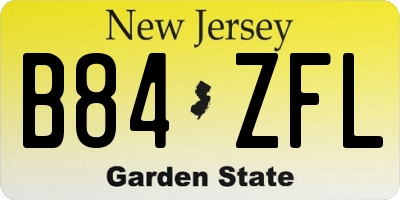 NJ license plate B84ZFL