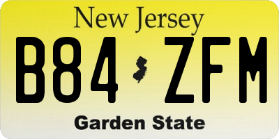 NJ license plate B84ZFM