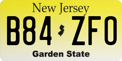 NJ license plate B84ZFO