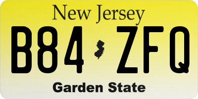 NJ license plate B84ZFQ
