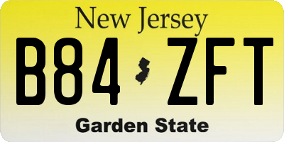 NJ license plate B84ZFT