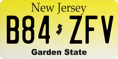 NJ license plate B84ZFV