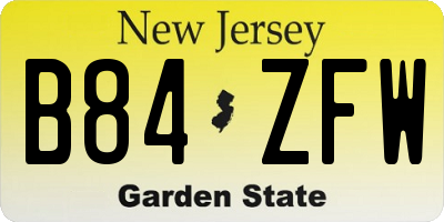 NJ license plate B84ZFW