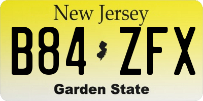 NJ license plate B84ZFX