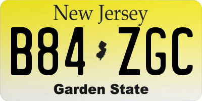 NJ license plate B84ZGC