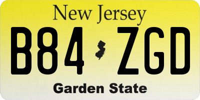 NJ license plate B84ZGD
