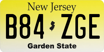 NJ license plate B84ZGE