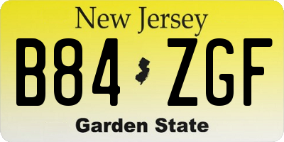 NJ license plate B84ZGF