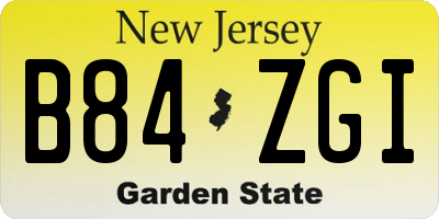 NJ license plate B84ZGI