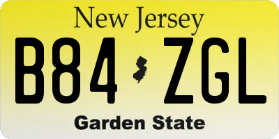 NJ license plate B84ZGL
