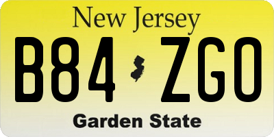 NJ license plate B84ZGO