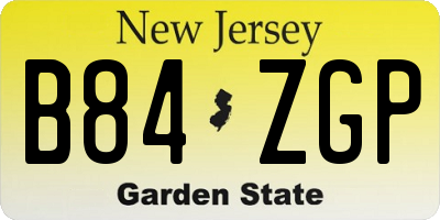NJ license plate B84ZGP