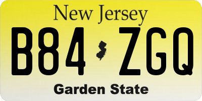 NJ license plate B84ZGQ