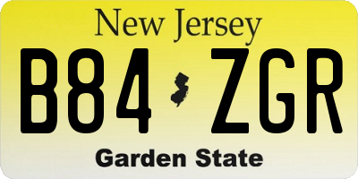NJ license plate B84ZGR