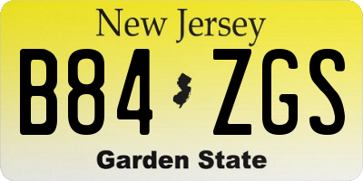 NJ license plate B84ZGS