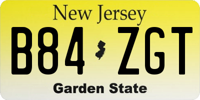 NJ license plate B84ZGT