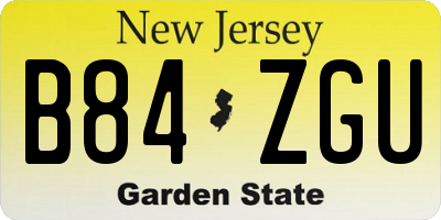 NJ license plate B84ZGU