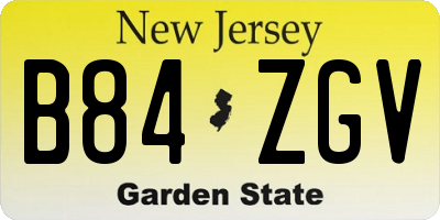 NJ license plate B84ZGV