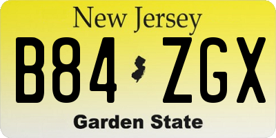 NJ license plate B84ZGX