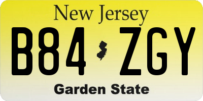 NJ license plate B84ZGY